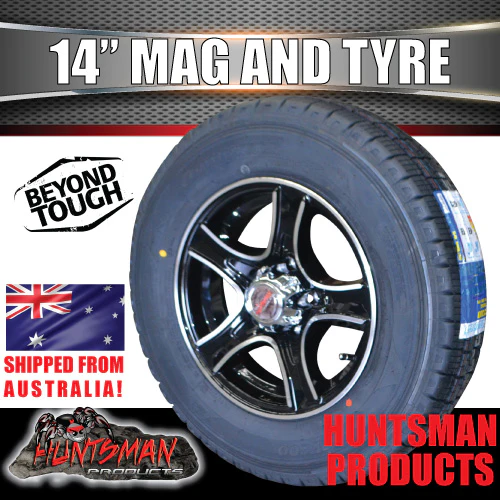 14" Trailer Caravan Stealth Alloy & 185R14C Tyre suits Ford pattern. 185 14 - Image 5