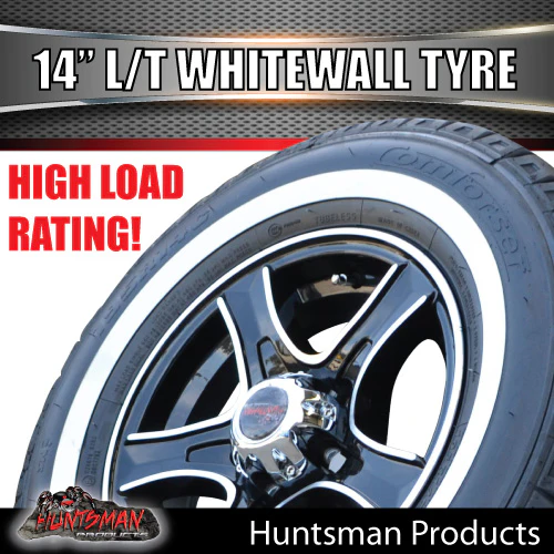 14" Trailer Caravan Stealth Alloy & 185R14C Whitewall Tyre suits Ford pattern. 185 14 - Image 4