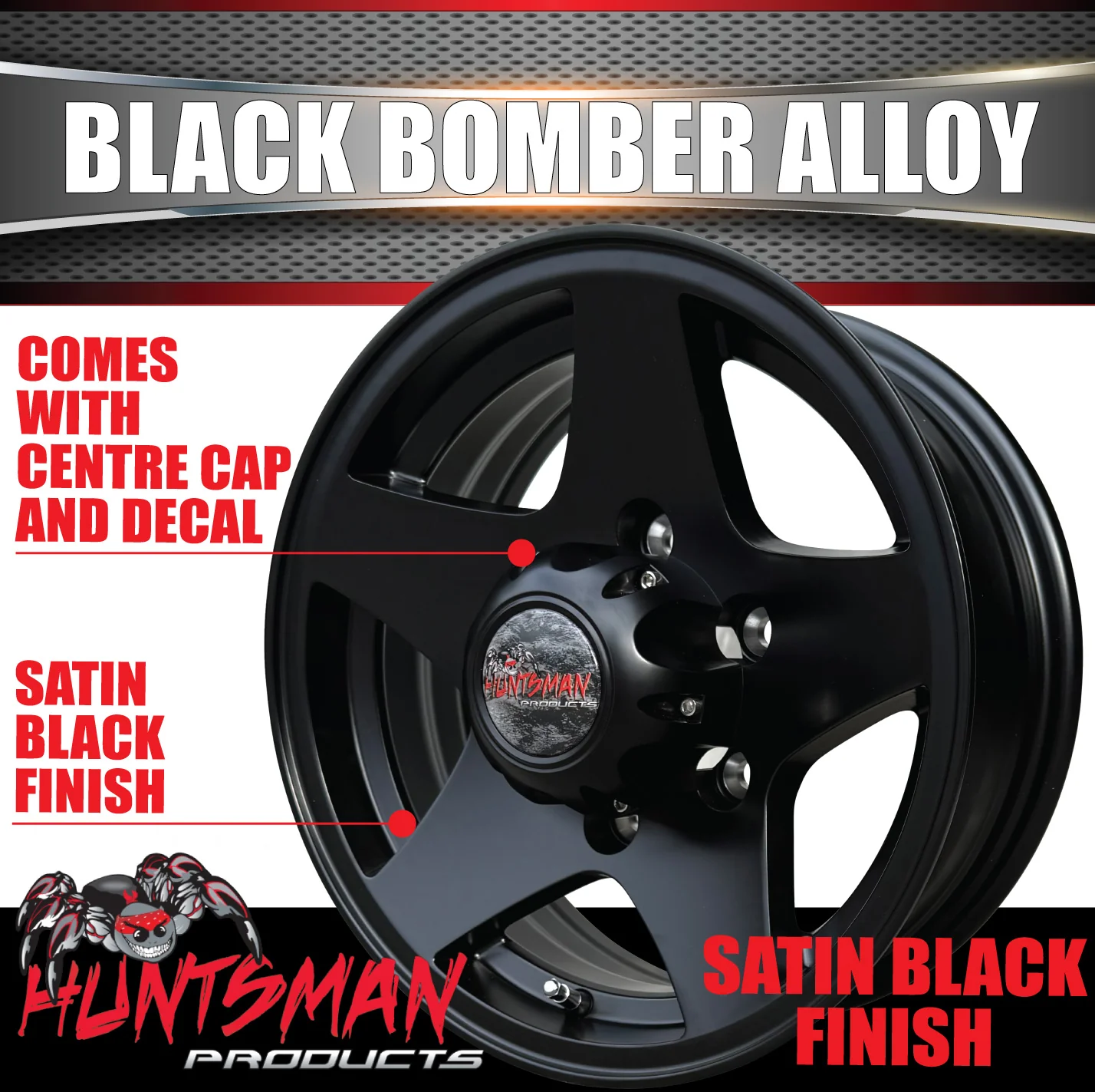 14" Trailer Caravan 6 Stud Black Bomber Alloy Wheel & 175/70R14 LT RA1100 A/T Commercial Tyre. 175 70 14 - Image 6