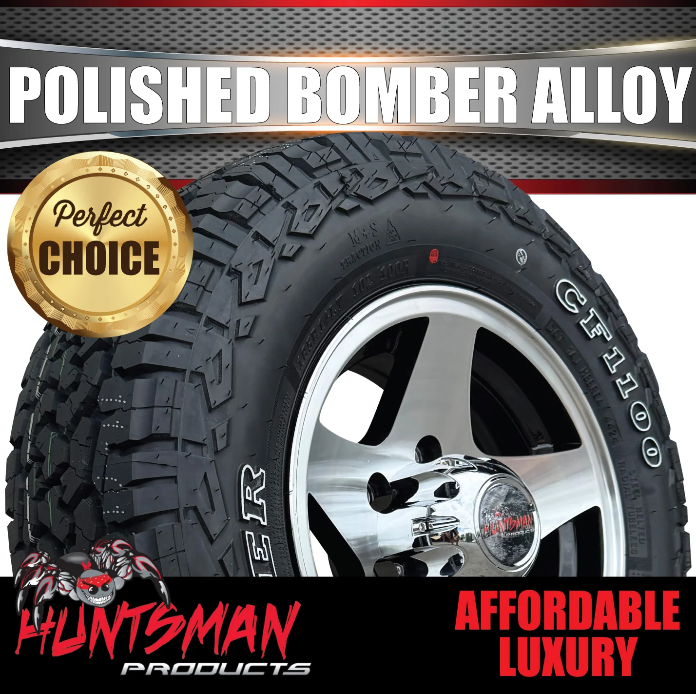 14" Trailer Caravan 6 Stud Polished Bomber Alloy Wheel & 175/70R14 LT RA1100 A/T Commercial Tyre. 175 70 14 - Image 3
