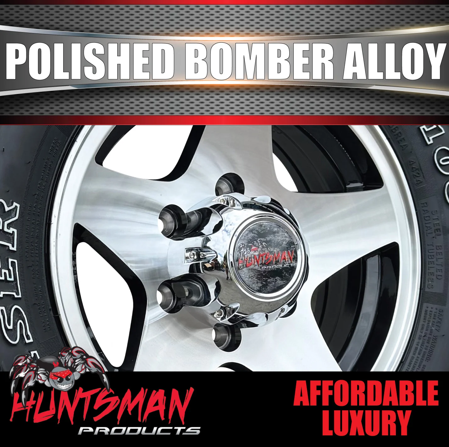 14" Trailer Caravan 6 Stud Polished Bomber Alloy Wheel & 175/70R14 LT RA1100 A/T Commercial Tyre. 175 70 14 - Image 5