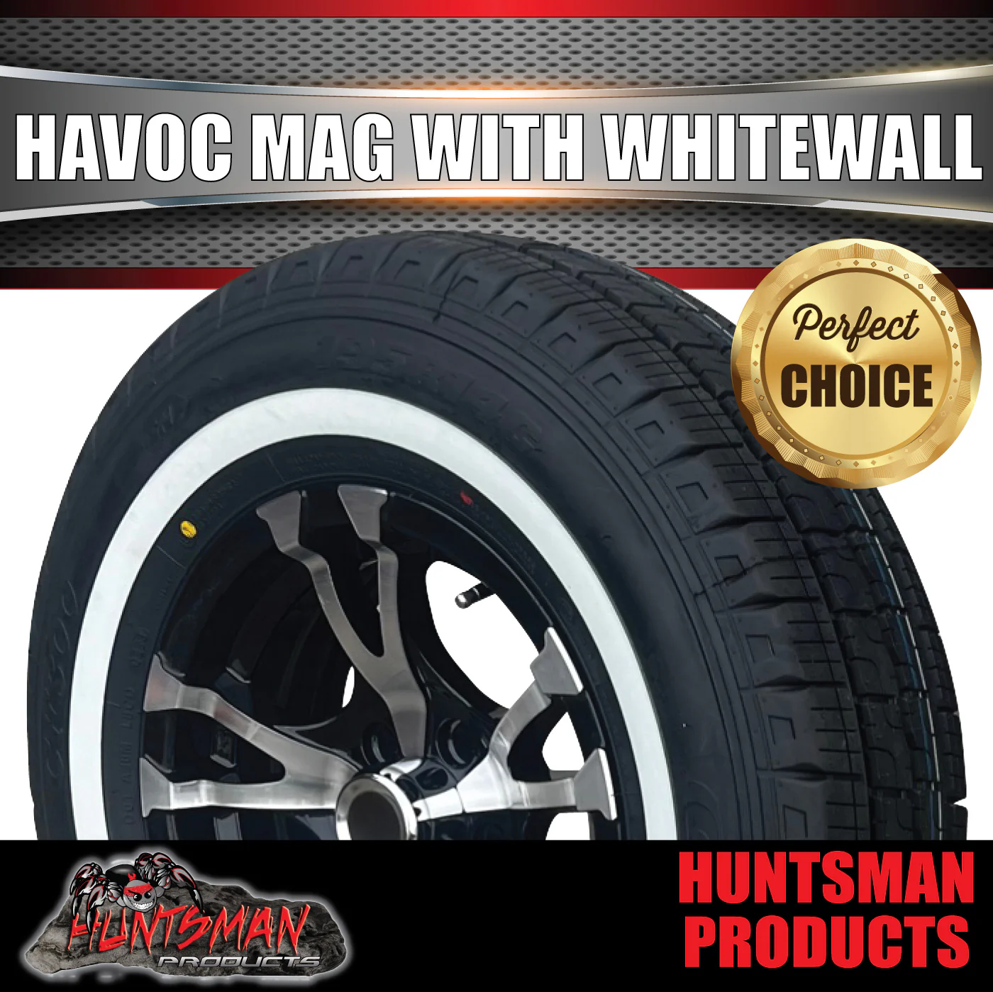 14" Trailer Caravan HT Holden Havoc Alloy Mag Wheel Rim & 195R14C Whitewall Tyre - Image 4