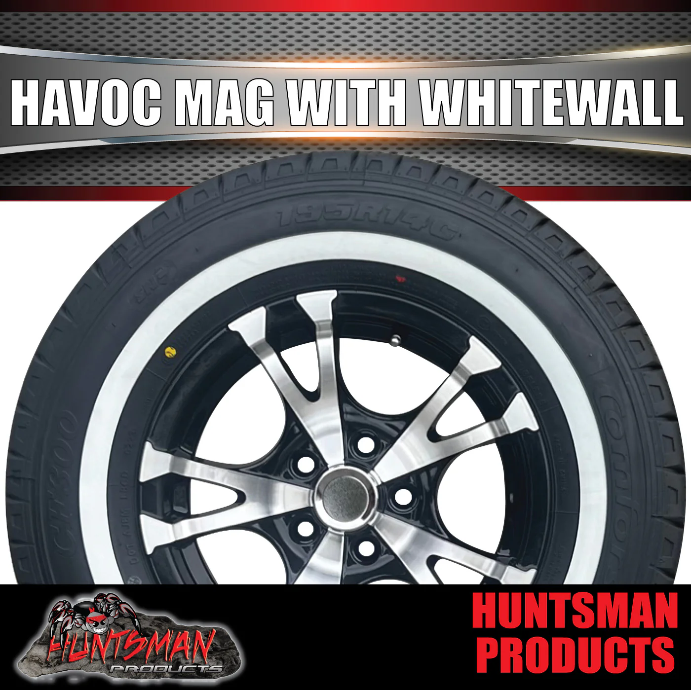 14" Trailer Caravan HT Holden Havoc Alloy Mag Wheel Rim & 195R14C Whitewall Tyre - Image 5