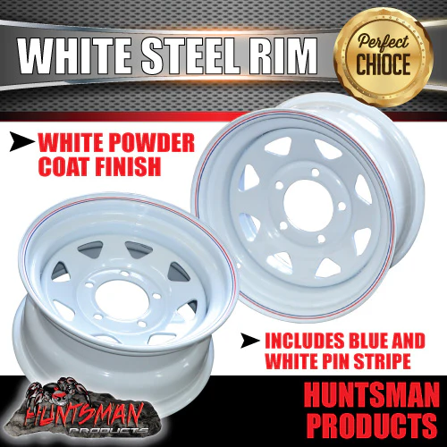 14x6 HQ Holden White Trailer Caravan Steel Wheel Rim, 14" - Image 6