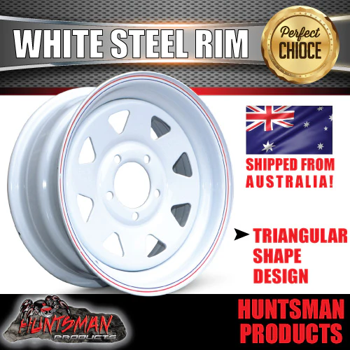 14x6 Ford Pattern White Trailer Caravan Steel Wheel Rim 5/114.3 PCD - Image 4
