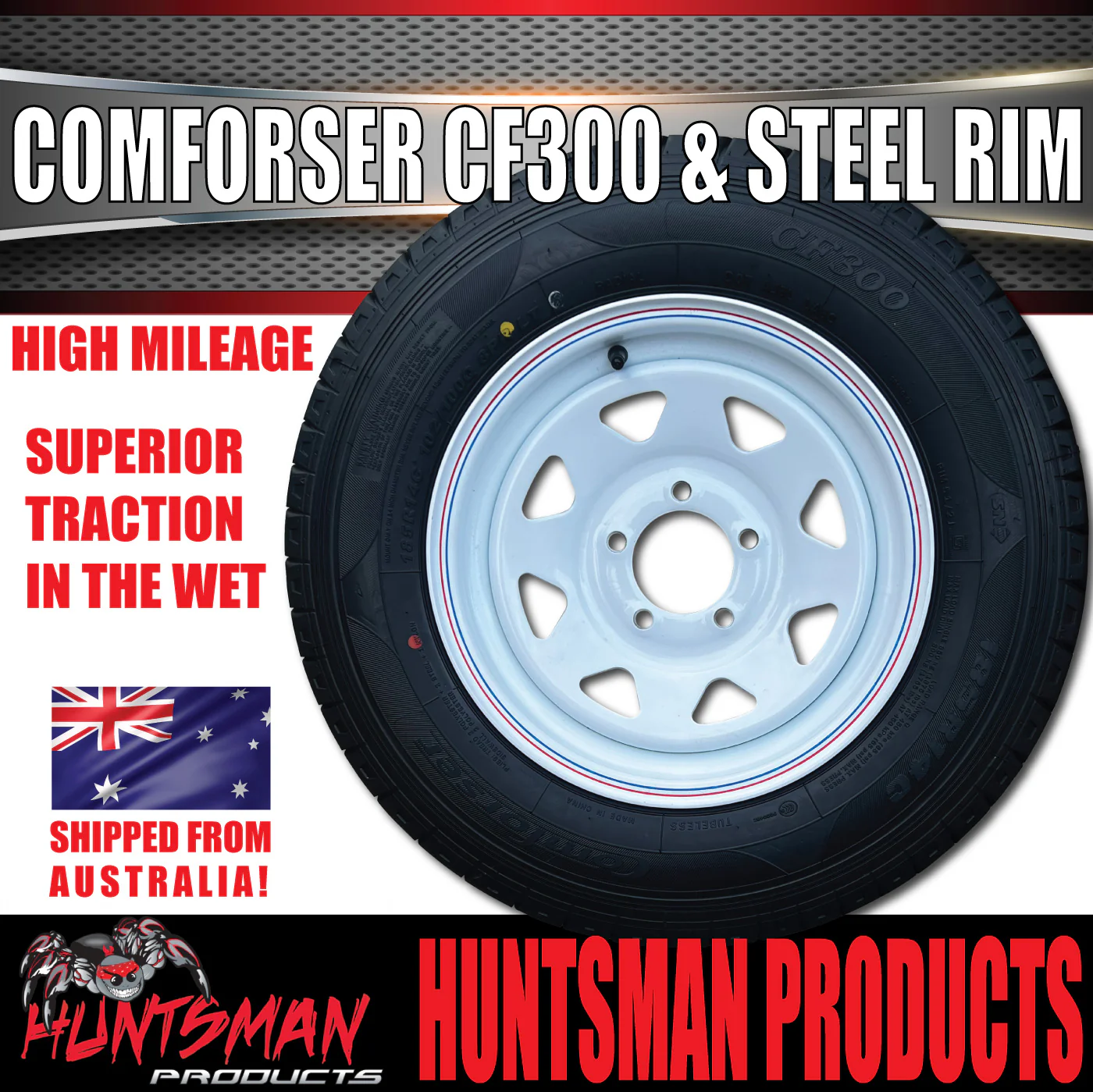 14x6 & 185R14C LT HT White Trailer Caravan Sunraysia Wheel Rim & Comforser CF300 Tyre 185 14 - Image 4