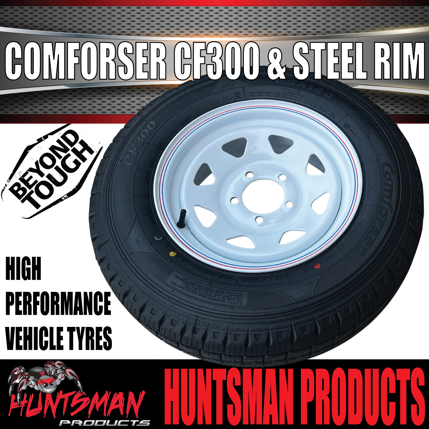14x6 & 185R14C LT HT White Trailer Caravan Sunraysia Wheel Rim & Comforser CF300 Tyre 185 14 - Image 6