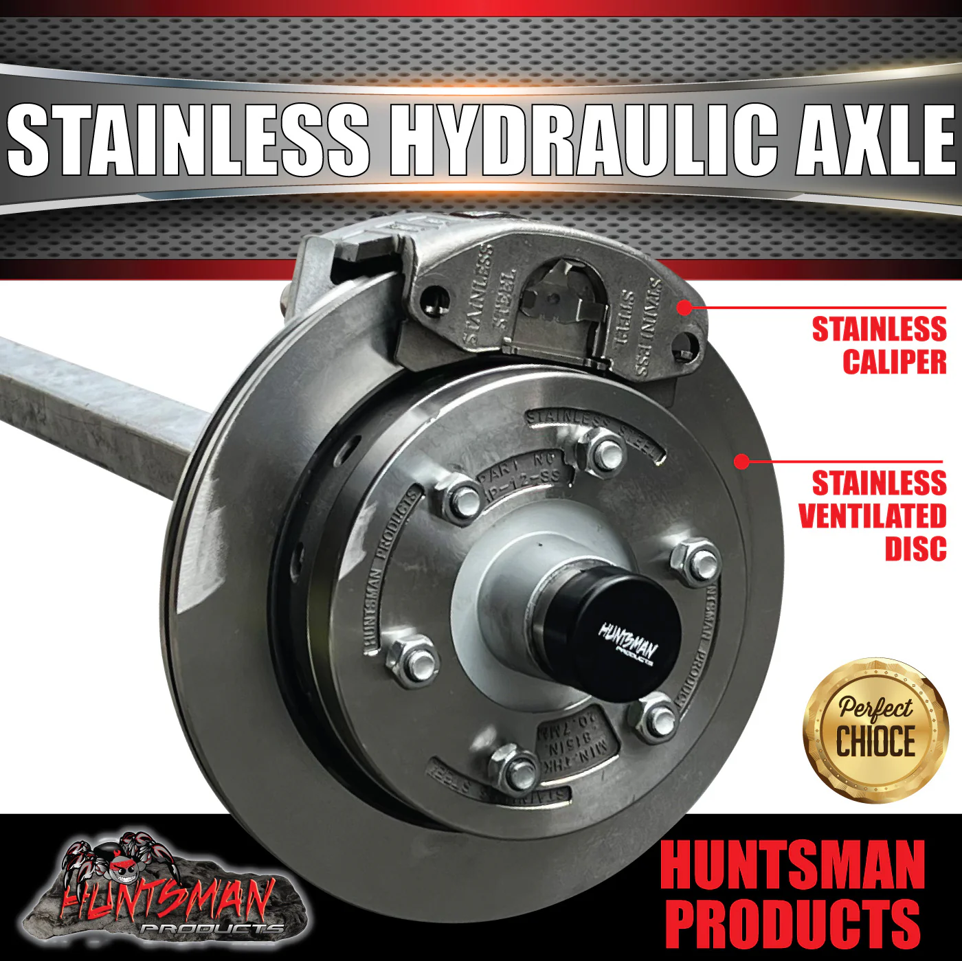 1400Kg 5 or 6 Stud L/C Galvanised Stainless Hydraulic Disc Caravan Boat Trailer Axle - Image 5