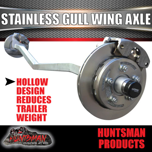 1400Kg Galvanised Stainless Calipers & 10" Hydraulic Disc Gullwing Boat Trailer Axle. - Image 2