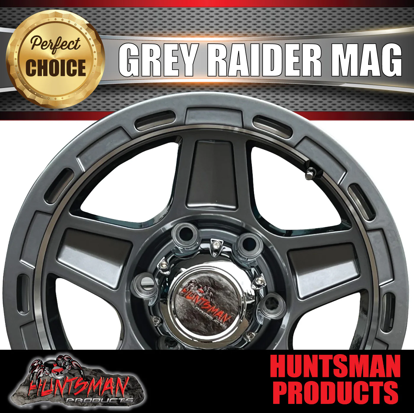 14x5.5" Caravan Boat Trailer Ford Stud Raider Gunmetal Alloy Mag Wheel Rim - Image 4
