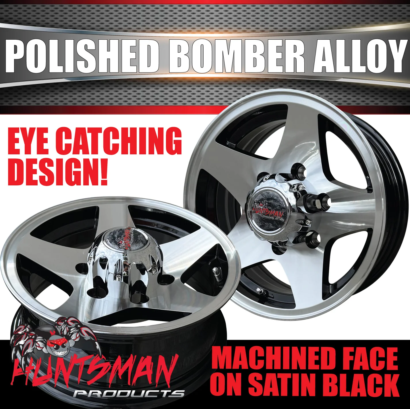 14X5.5 Caravan Trailer Machined Face Bomber Alloy Mag Wheel: Suits 6 Stud L/C pattern 6/139.7 PCD - Image 3