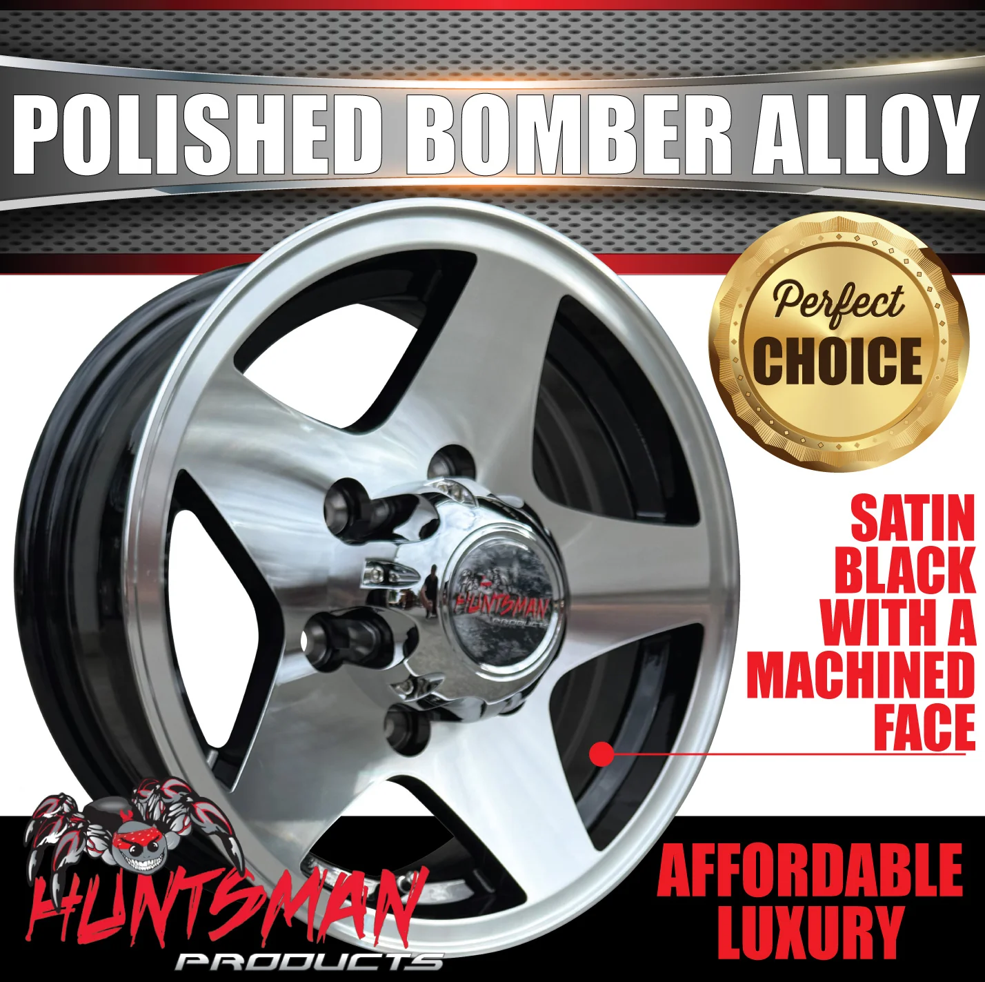 14X5.5 Caravan Trailer Machined Face Bomber Alloy Mag Wheel: Suits 6 Stud L/C pattern 6/139.7 PCD - Image 5