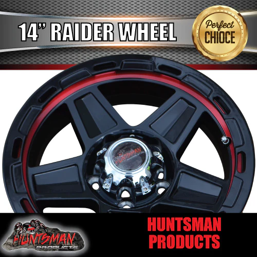 14x5.5" Ford Stud Raider Red Ring Alloy Mag Wheel Rim for Caravan Boat Jetski Trailer - Image 4