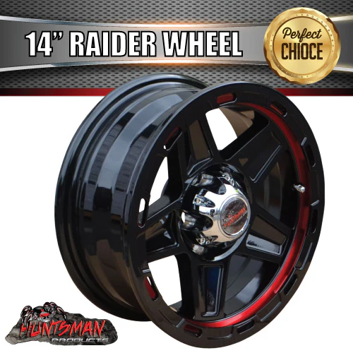 14x5.5" Ford Stud Raider Red Ring Alloy Mag Wheel Rim for Caravan Boat Jetski Trailer - Image 5