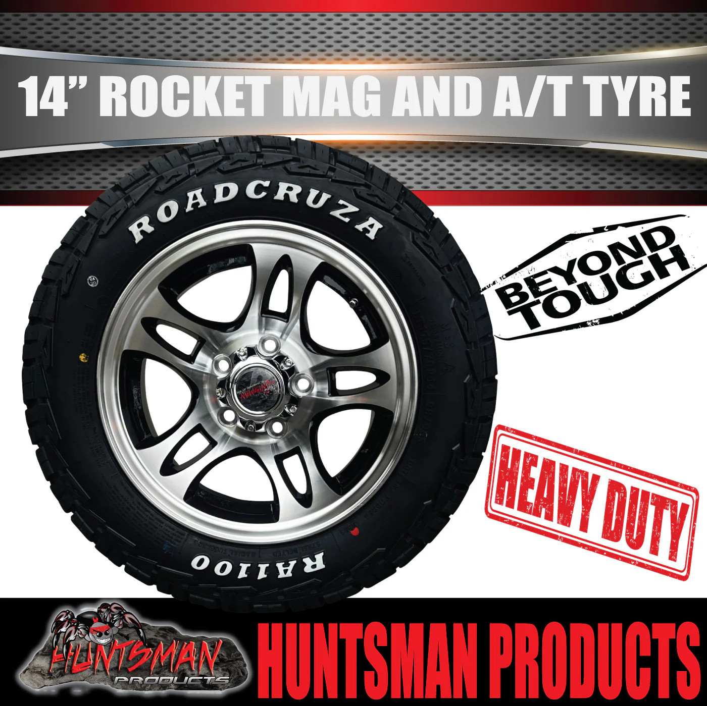14x6 & 175/70R14 LT RA1100 Ford Stud Rocket Trailer Caravan Mag Wheel Rim & All Terrain Tyre - Image 5