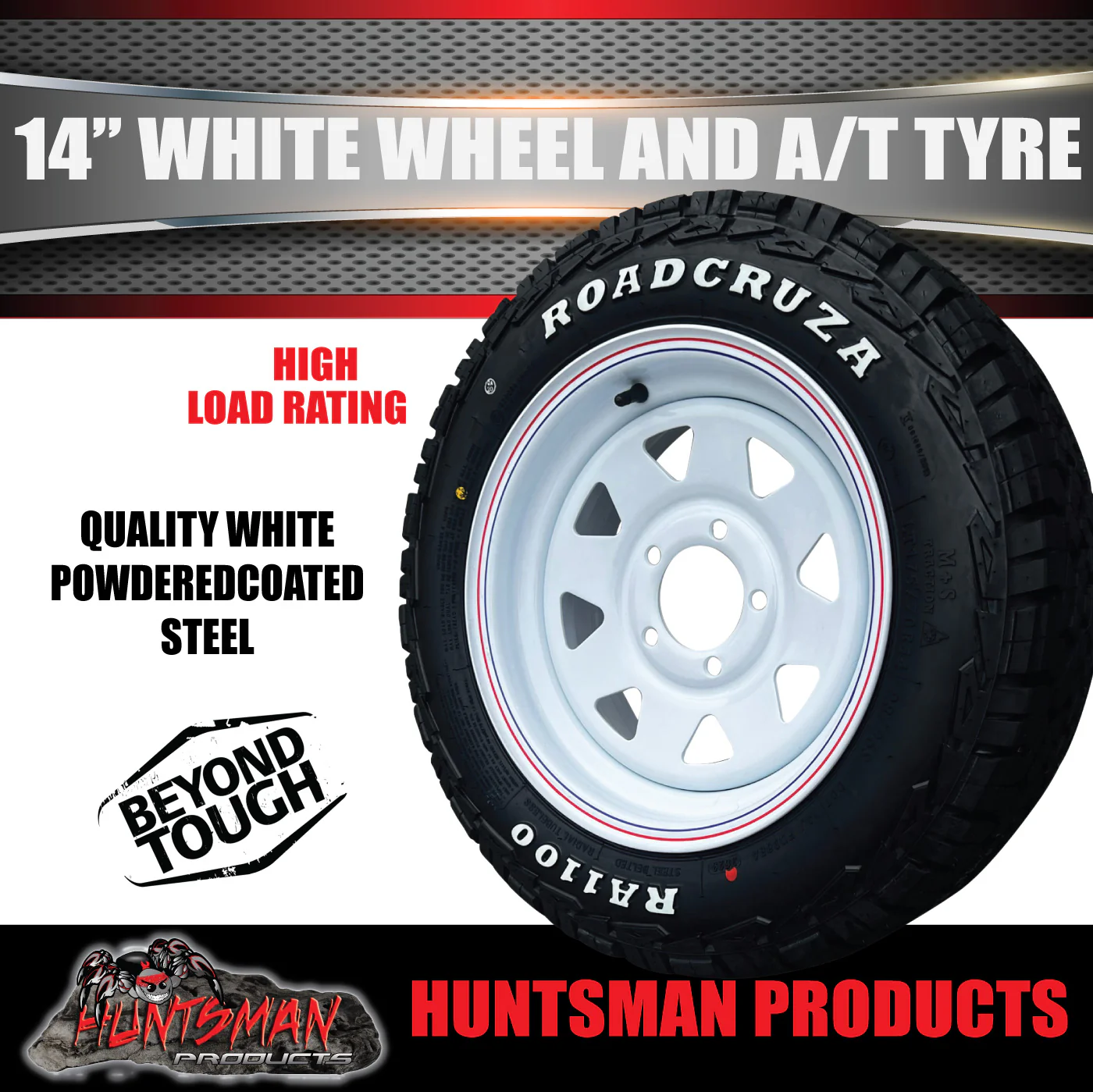 14x6 & 175/70R14 LT RA1100 HT Holden White Trailer Caravan Wheel Rim & All Terrain Tyre 10ply - Image 3