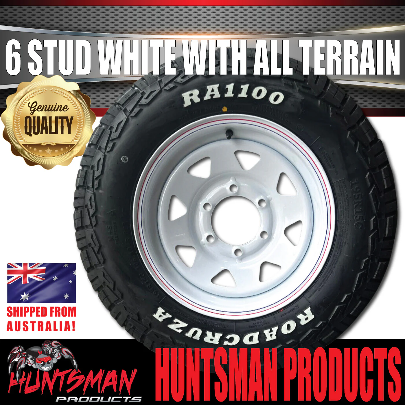 14x6 & 185R14 LT CF1100 6 Stud 6/139.7 PCD Trailer Caravan White Rim & All Terrain Tyre - Image 2