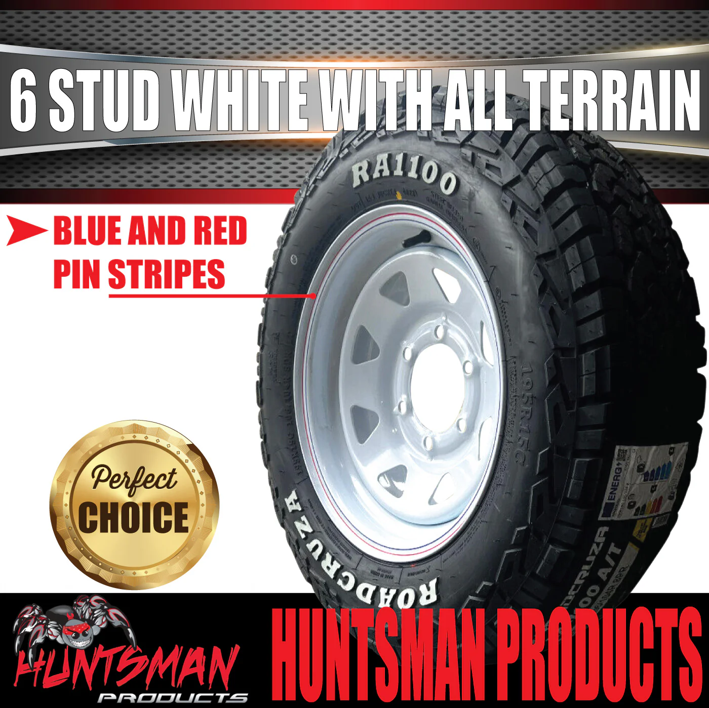 14x6 & 185R14 LT CF1100 6 Stud 6/139.7 PCD Trailer Caravan White Rim & All Terrain Tyre - Image 3
