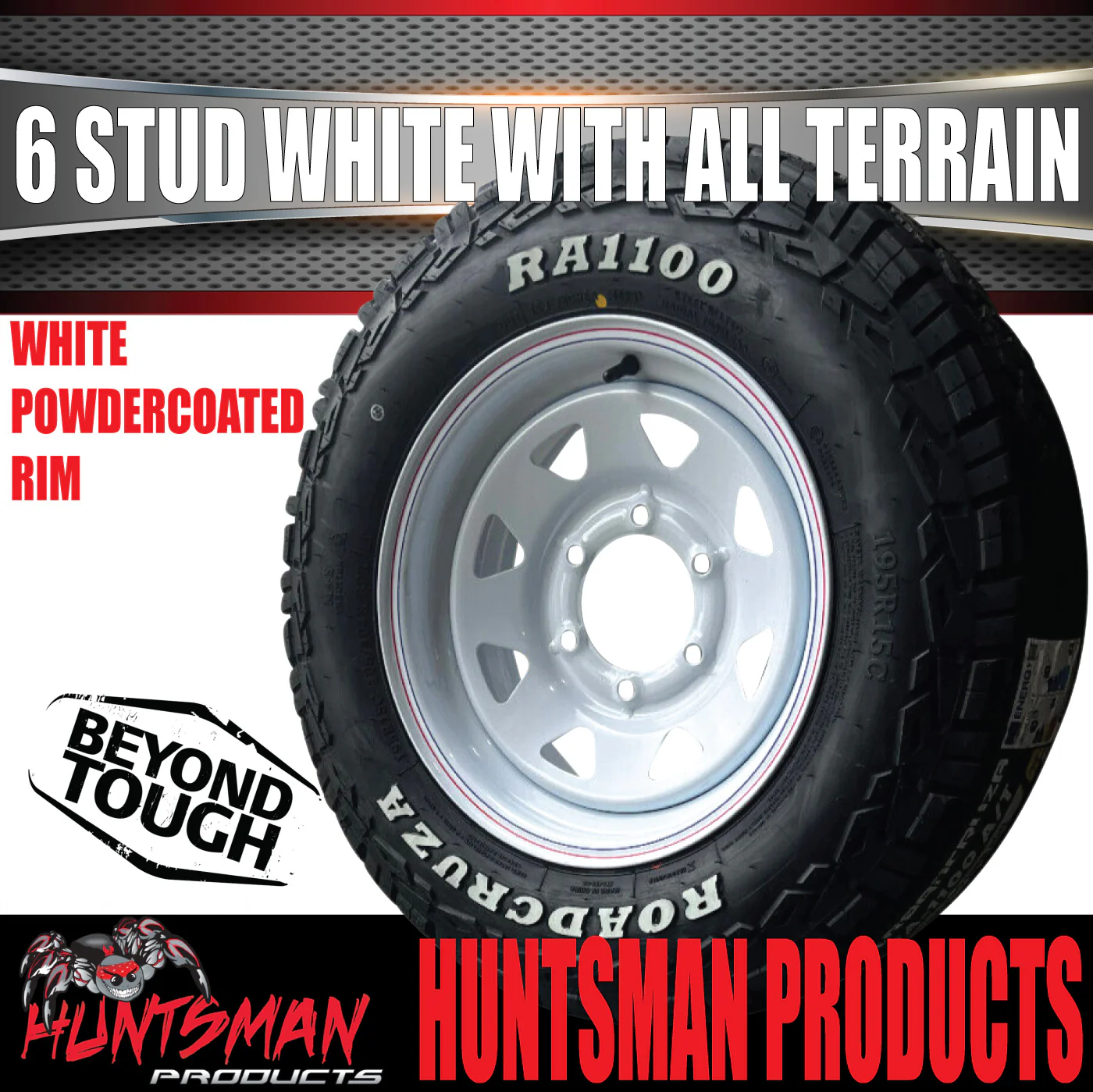 14x6 & 185R14 LT CF1100 6 Stud 6/139.7 PCD Trailer Caravan White Rim & All Terrain Tyre - Image 4