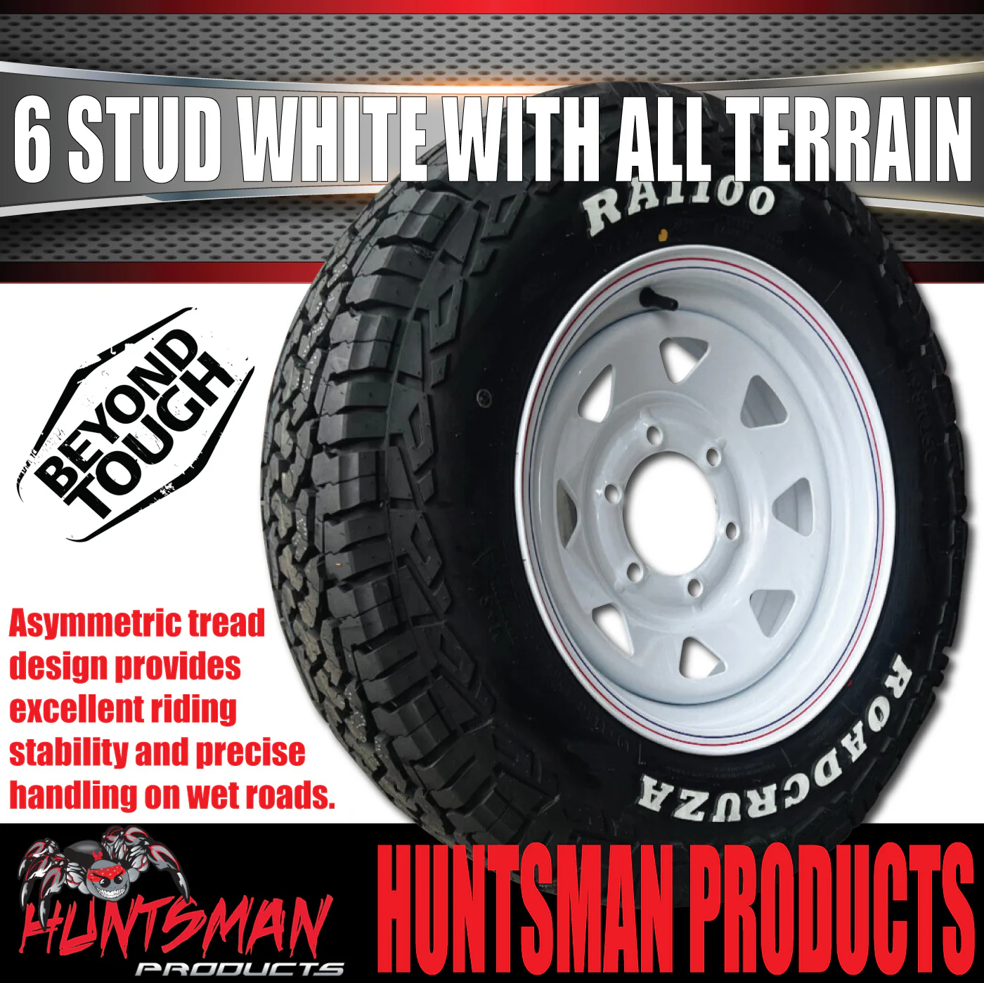 14x6 & 185R14 LT CF1100 6 Stud 6/139.7 PCD Trailer Caravan White Rim & All Terrain Tyre - Image 5