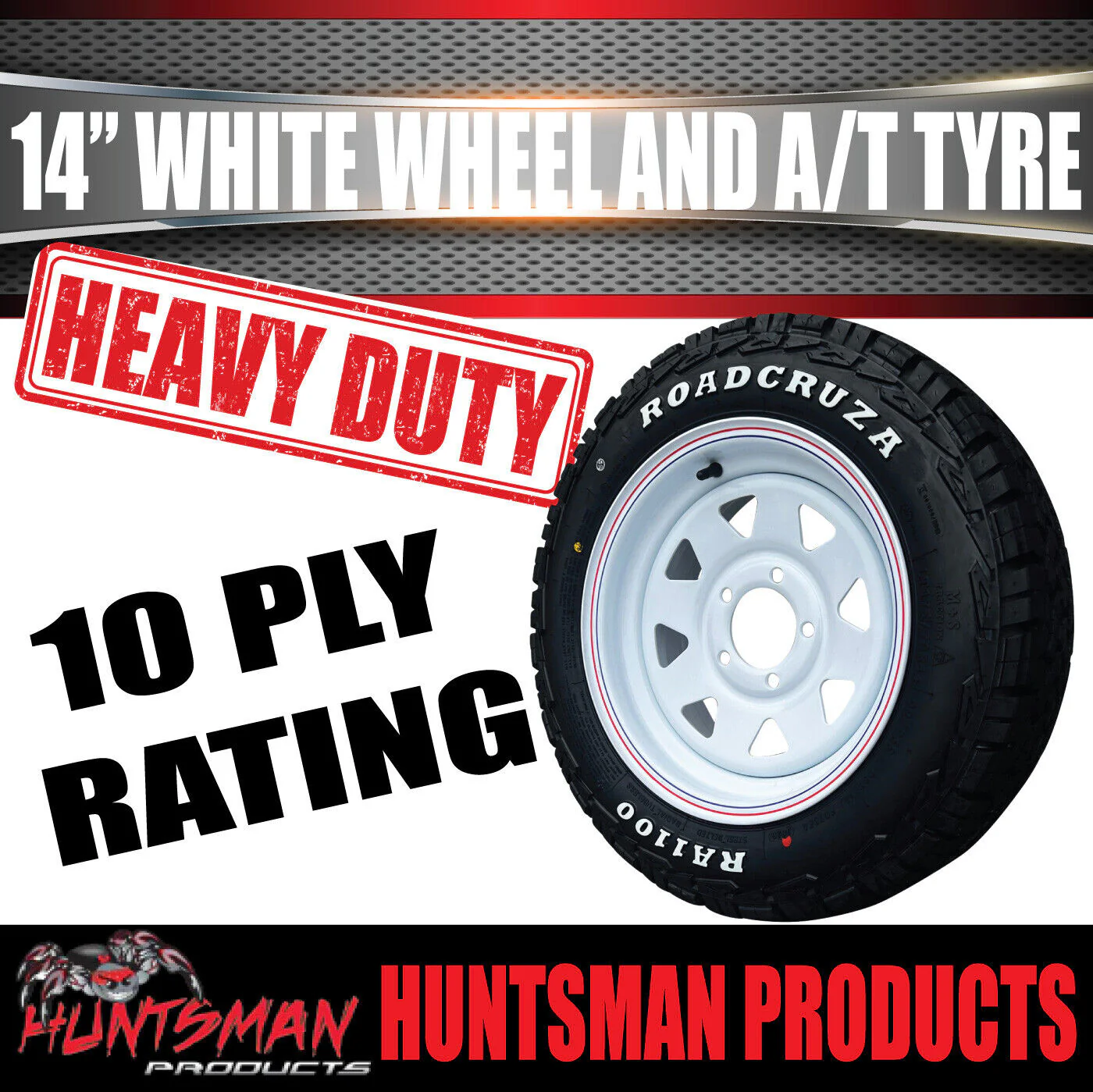 14x6 & 185R14 LT CF1100 HT Holden White Trailer Caravan Wheel Rim & All Terrain Tyre - Image 3