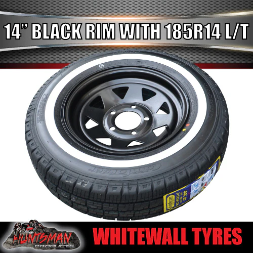 14X6 Trailer Caravan Black Steel Rim & 185R14C Whitewall Tyre suits HQ Holden. 185 14 - Image 5