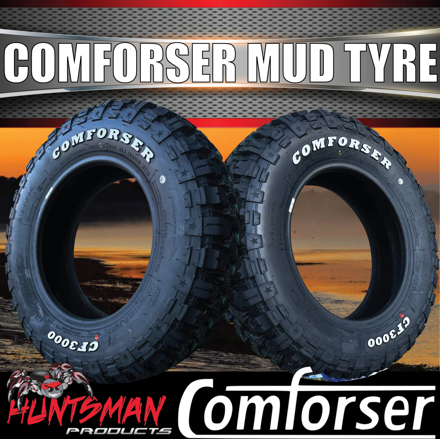 14x6 HQ Holden Pattern White Trailer Caravan Steel Rim & 185R14 LT Comforser Mud Tyre - Image 6