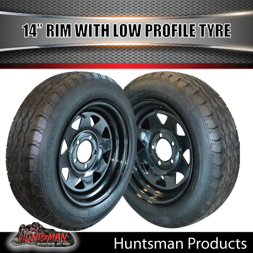 14x6 Trailer Caravan Sunraysia Black Rim & 175/65R14C Low Profile Tyre: suits Ford pattern. 175 65 14 - Image 4