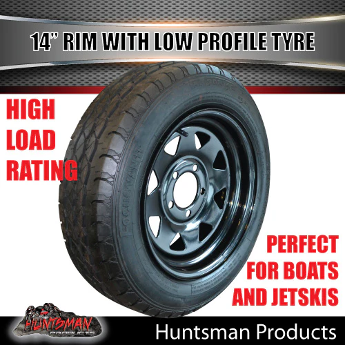 14x6 Trailer Caravan Sunraysia HQ Black Rim & 175/65R14C Low Profile Tyre. 175 65 14