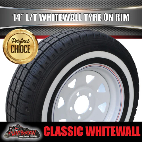 14X6 Trailer Caravan White Steel Rim & 185R14C Whitewall Tyre suits Ford. 185 14 - Image 4