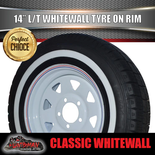 14X6 Trailer Caravan White Steel Rim & 185R14C Whitewall Tyre suits HT Holden. 185 14 - Image 2