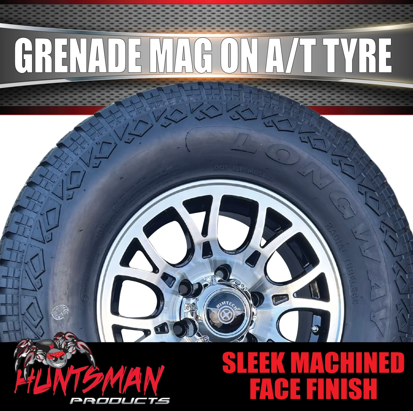 15" 6 Stud Grenade Caravan Trailer Alloy Mag Rim & 31X10.5R15 LT All Terrain Tyre - Image 6