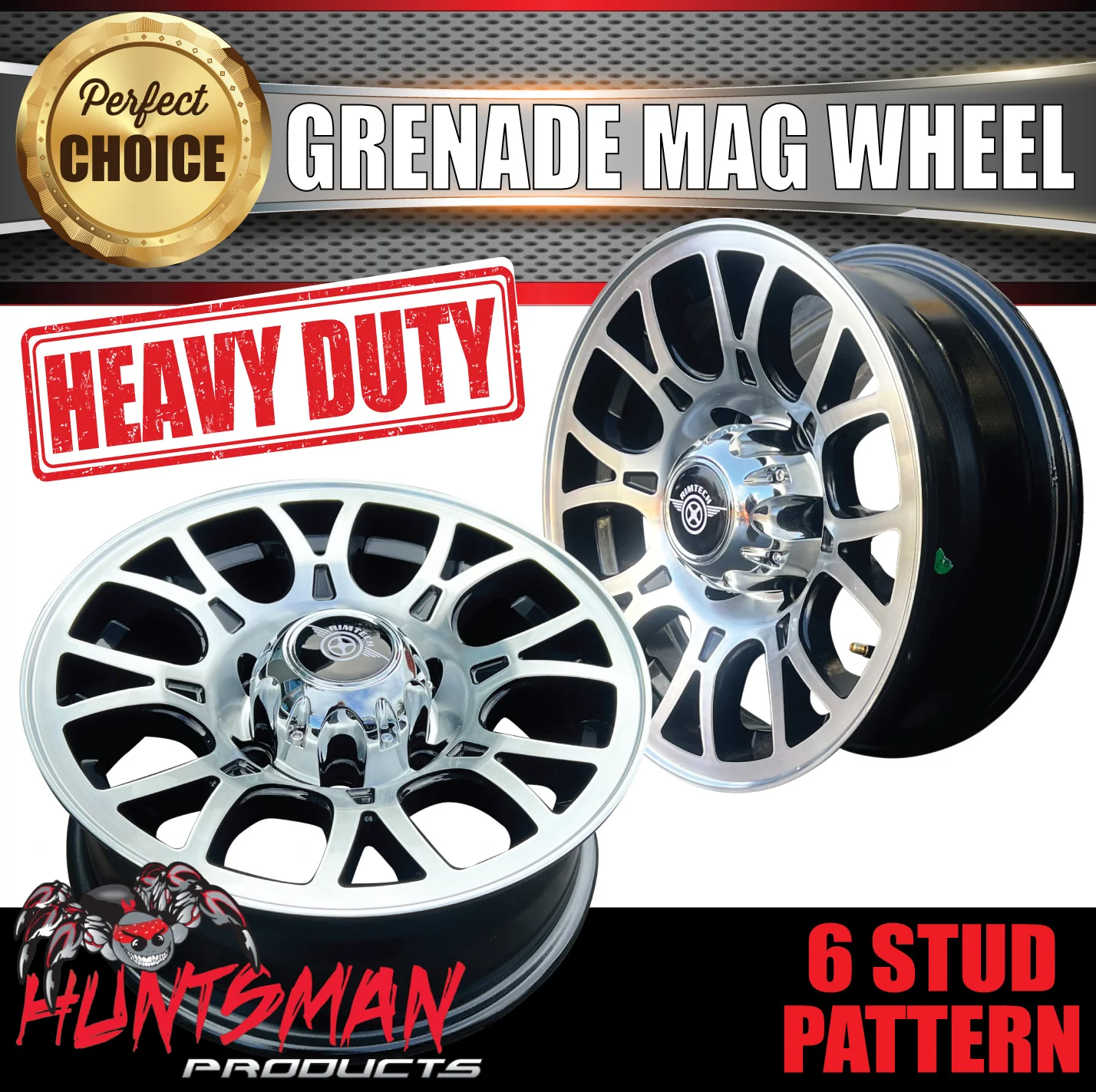 15" 6 Stud Trailer Caravan Grenade Alloy Mag Rim & 195R15C Tyre. 195 15 - Image 8