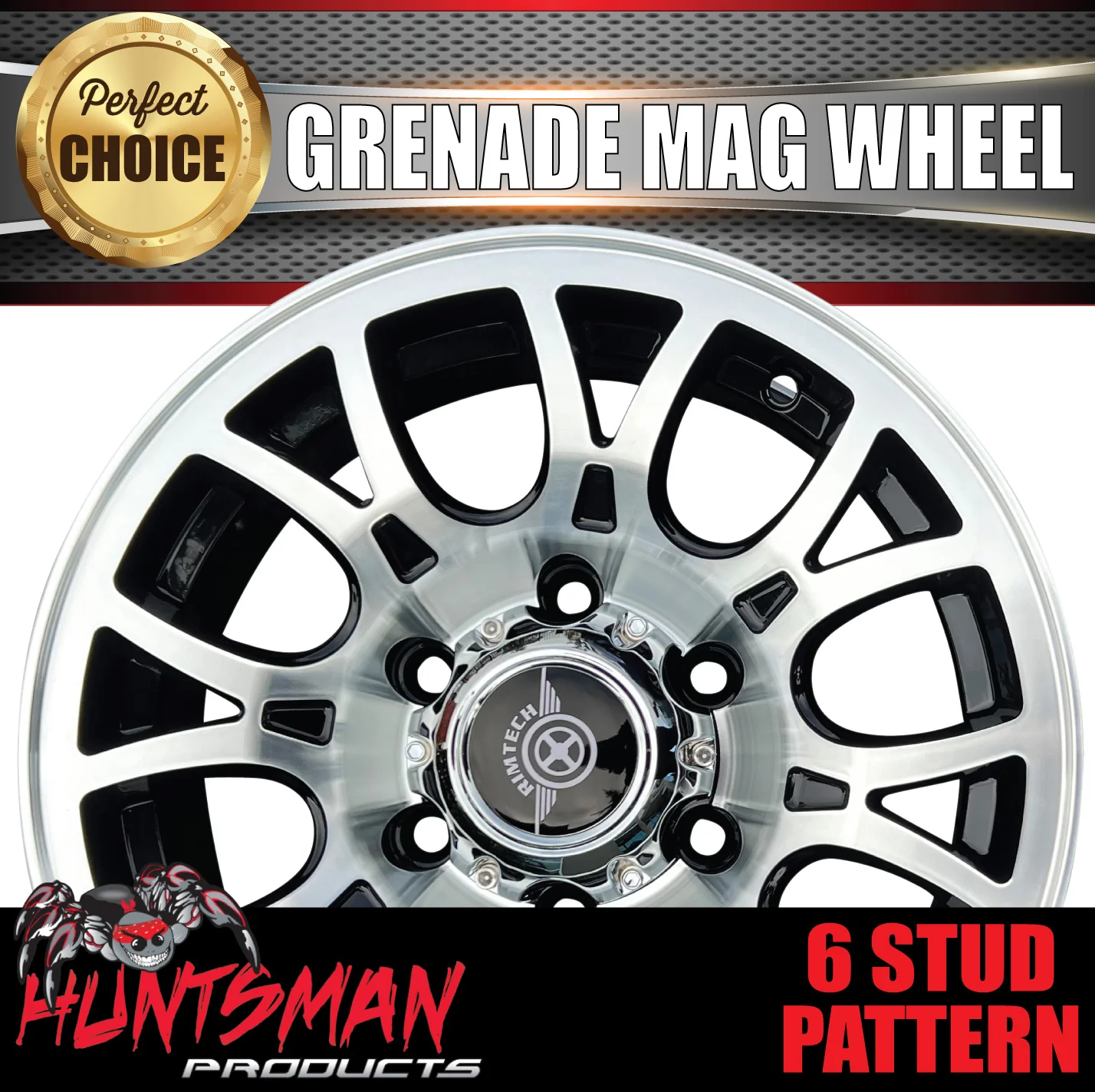 15" 6 Stud Trailer Caravan Grenade Alloy Mag Rim & 195R15C Tyre. 195 15 - Image 9