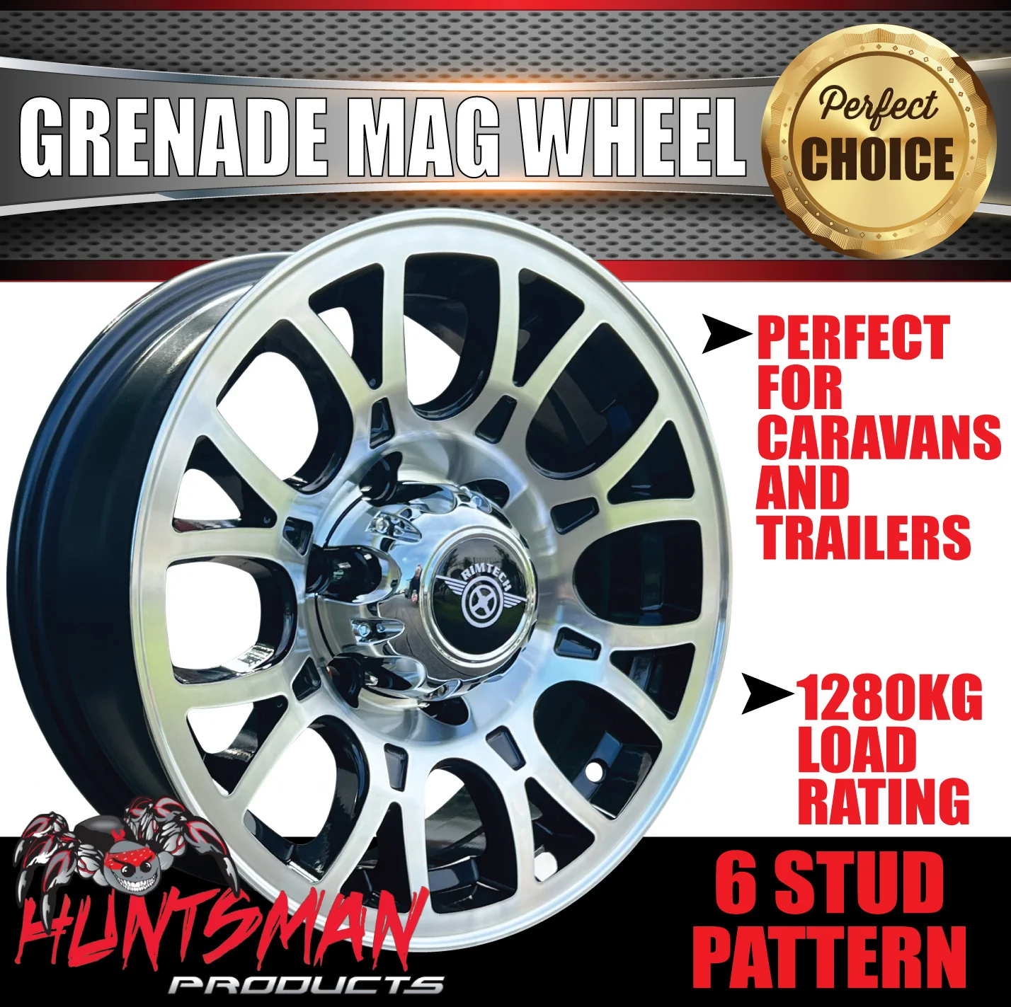 15" 6 Stud Grenade Caravan Trailer Alloy Wheel Rim & 195R15C LT Roadcruza RA1100 All Terrain Tyre 195 15 - Image 11