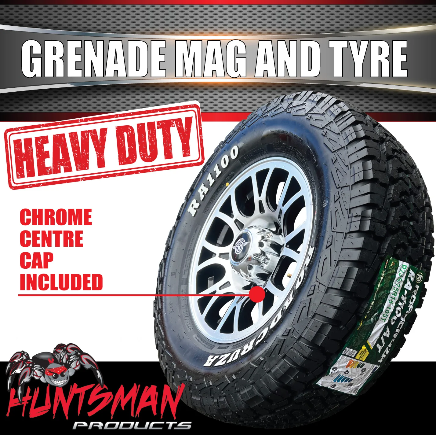 15" 6 Stud Grenade Caravan Trailer Alloy Wheel Rim & 195R15C LT Roadcruza RA1100 All Terrain Tyre 195 15 - Image 6