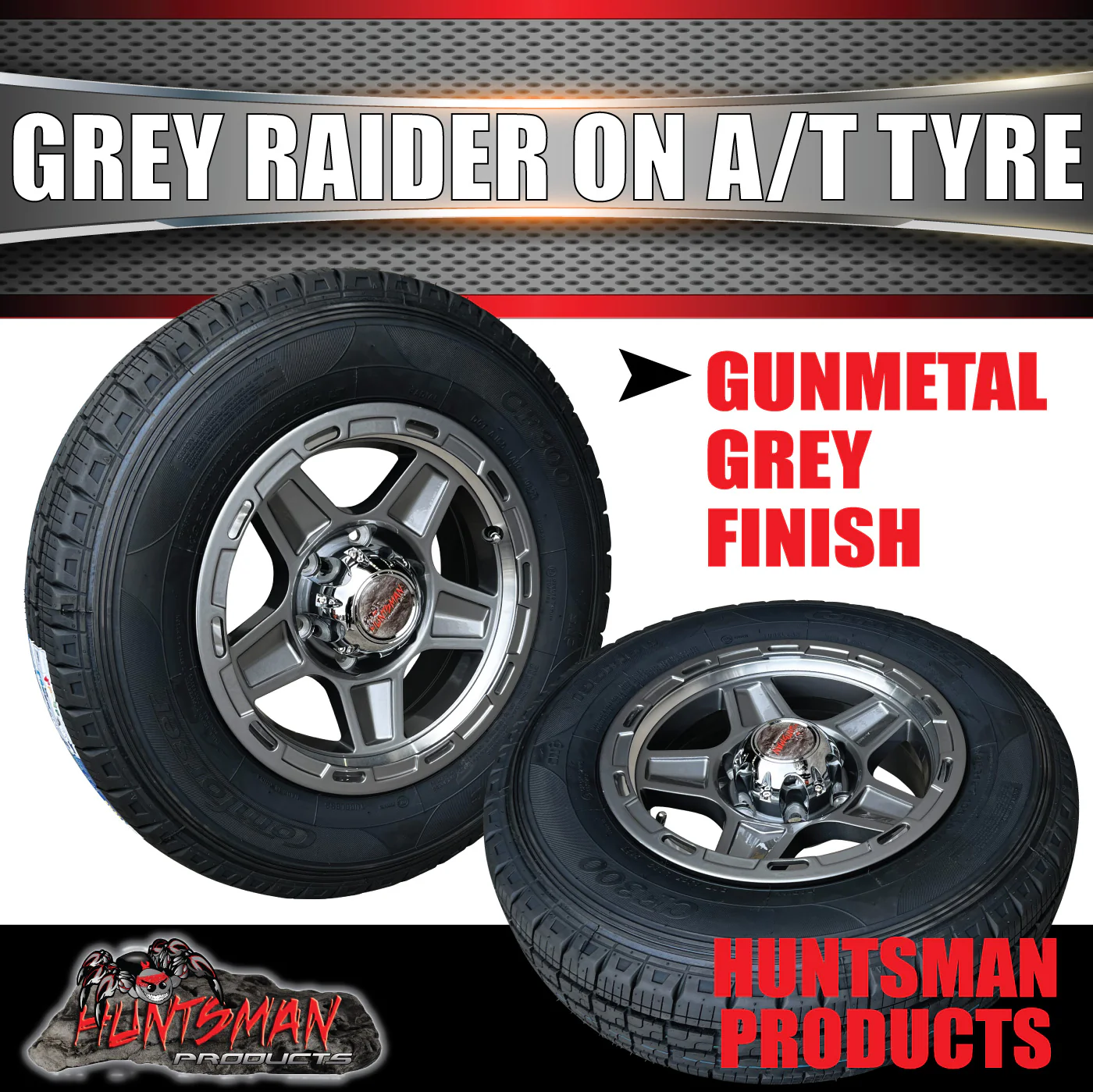 15" 6 Stud Gunmetal Raider Caravan Boat Trailer Alloy Wheel Rim & 225/70R15C Tyre - Image 5