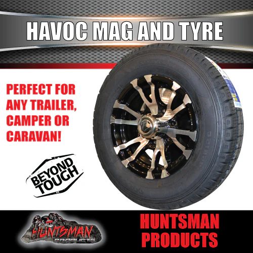 15" 6 Stud Trailer Caravan Havoc Alloy Rim & 195R15C Tyre. 195 15