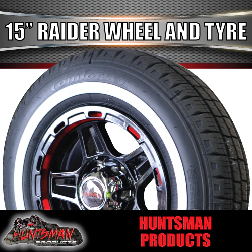 15" Trailer Caravan 6 Stud Raider Mag & Rim & 195R15C Whitewall Tyre. 195 15 - Image 4