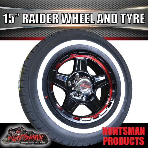 15" Trailer Caravan 6 Stud Raider Mag & 205/70R15C Whitewall Tyre. 205 70 15 - Image 5