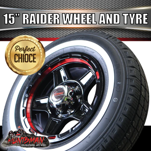 15" Trailer Caravan 6 Stud Raider Mag Rim & 205/75R15C Whitewall Tyre. 205 75 15 - Image 3