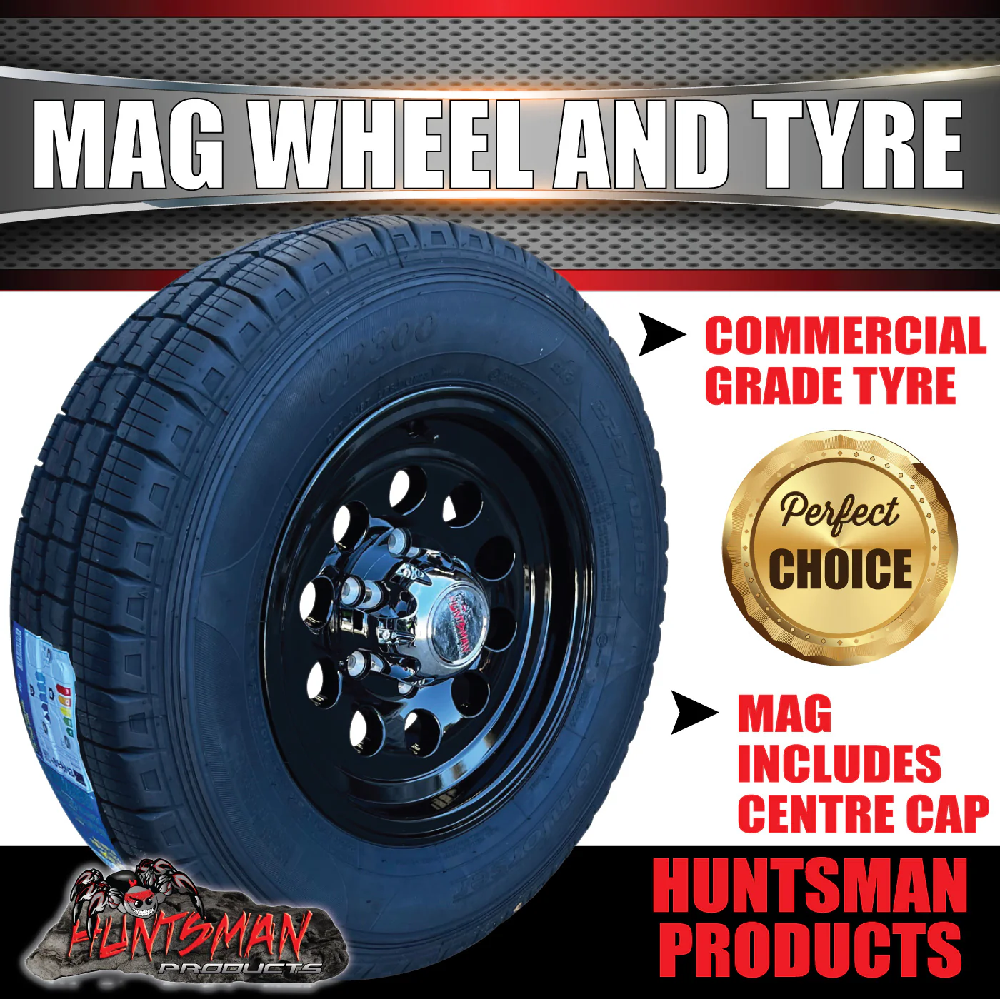 15" 6 Stud Trailer Caravan Baby Mongrel Alloy Mag Wheel Rim & 195R15C Tyre - Image 2