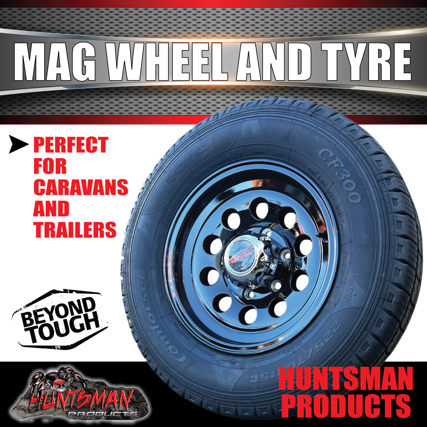 15" 6 Stud Trailer Caravan Baby Mongrel Alloy Mag Wheel Rim & 195R15C Tyre - Image 3