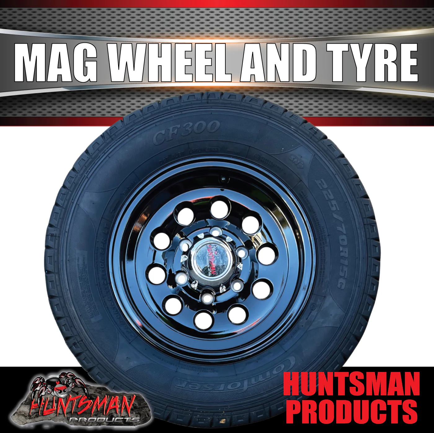 15" 6 Stud Trailer Caravan Baby Mongrel Alloy Mag Wheel Rim & 225/70R15C Tyre - Image 4