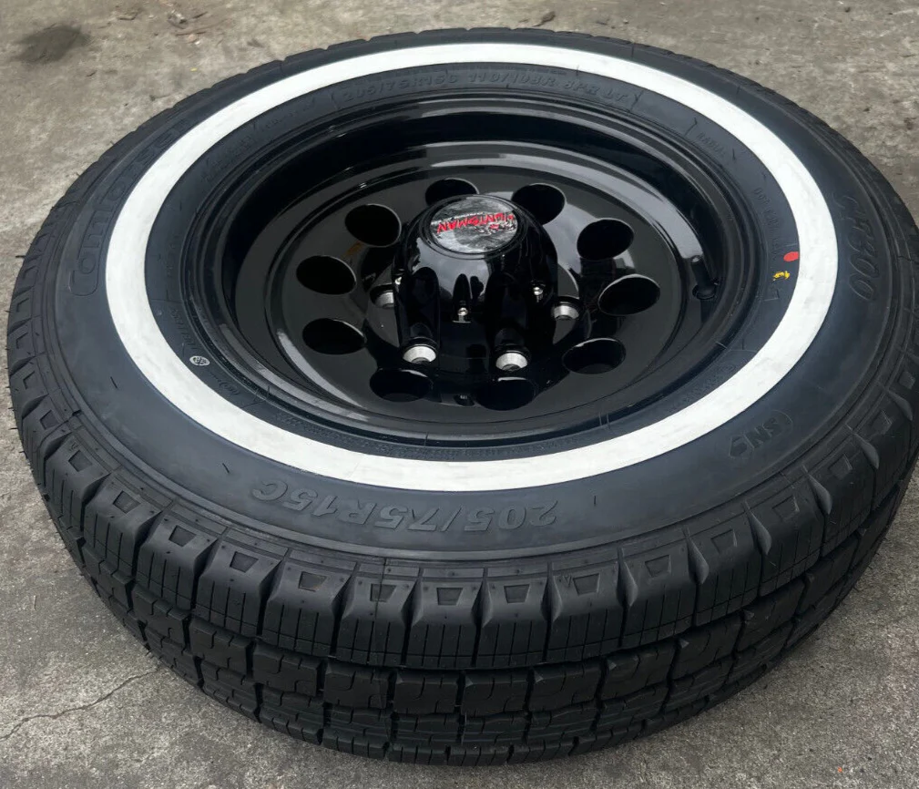 15" 6 Stud Trailer Caravan Baby Mongrel Mag Wheel Rim & 195R15C Whitewall Tyre - Image 4