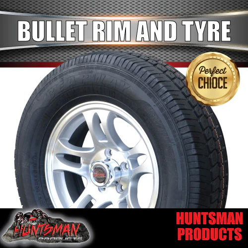 15" Trailer Caravan Ford Pattern Bullet Alloy Rim & 225/70R15C Tyre. 225 70 15 - Image 4