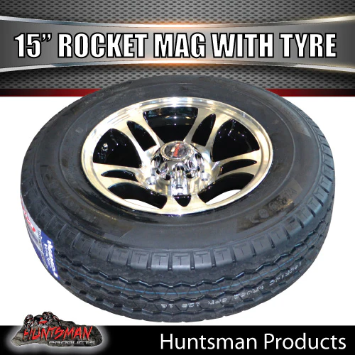 15" Trailer Caravan Ford Pattern Rocket Alloy Rim & 195R15C Tyre. 195 15 - Image 5