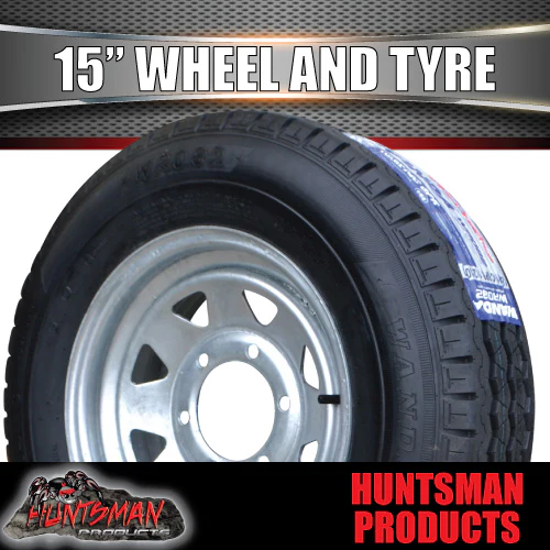 15" Galvanised Marine 6 Stud Landcruiser Pattern Steel Trailer Wheel Rim & 195R15C Tyre. - Image 4