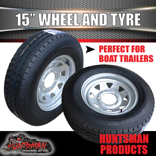 15" Galvanised Marine 6 Stud Landcruiser Pattern Steel Trailer Wheel Rim & 195R15C Tyre. - Image 5