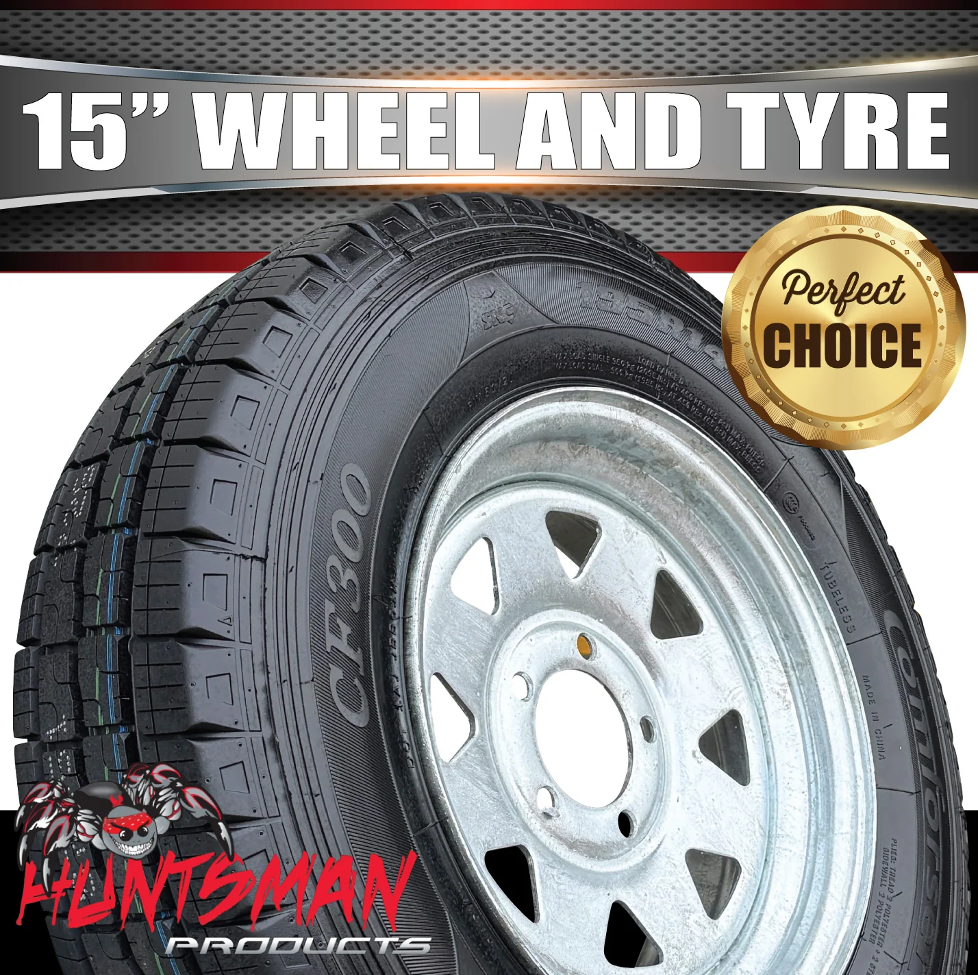 15" Galvanised Marine Ford Pattern Steel Trailer Wheel Rim & 225/70R15C Tyre. 225 70 15